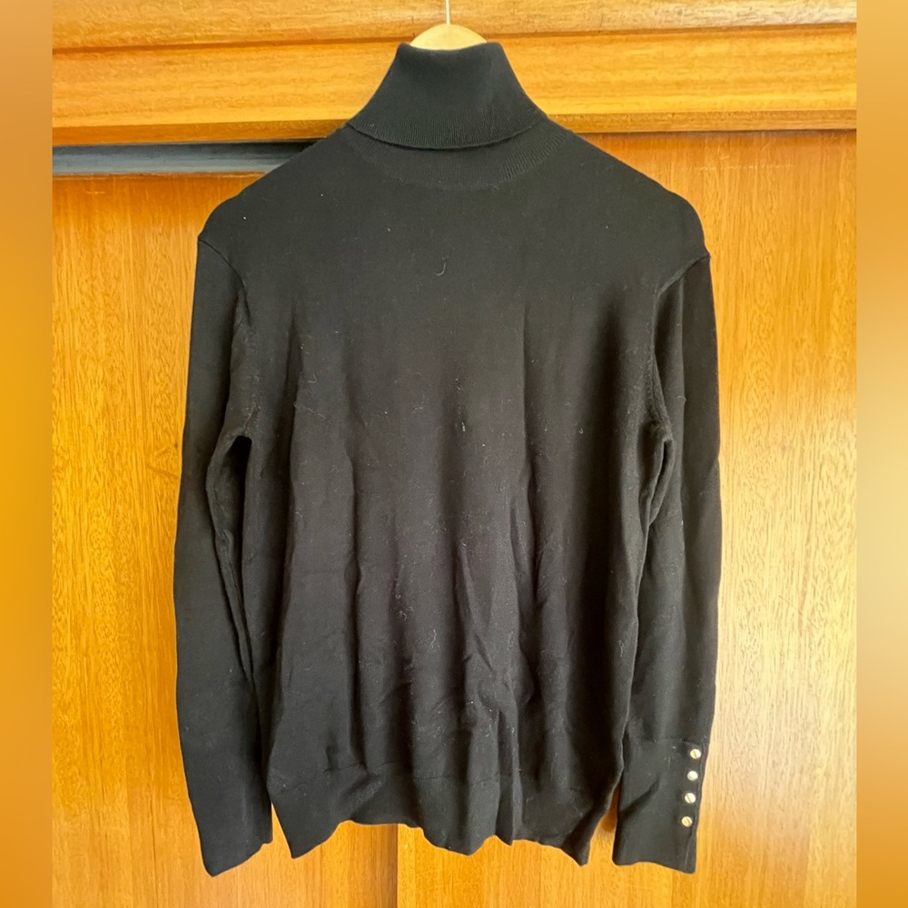 Zara Black Turtleneck Sweater with Button Accents